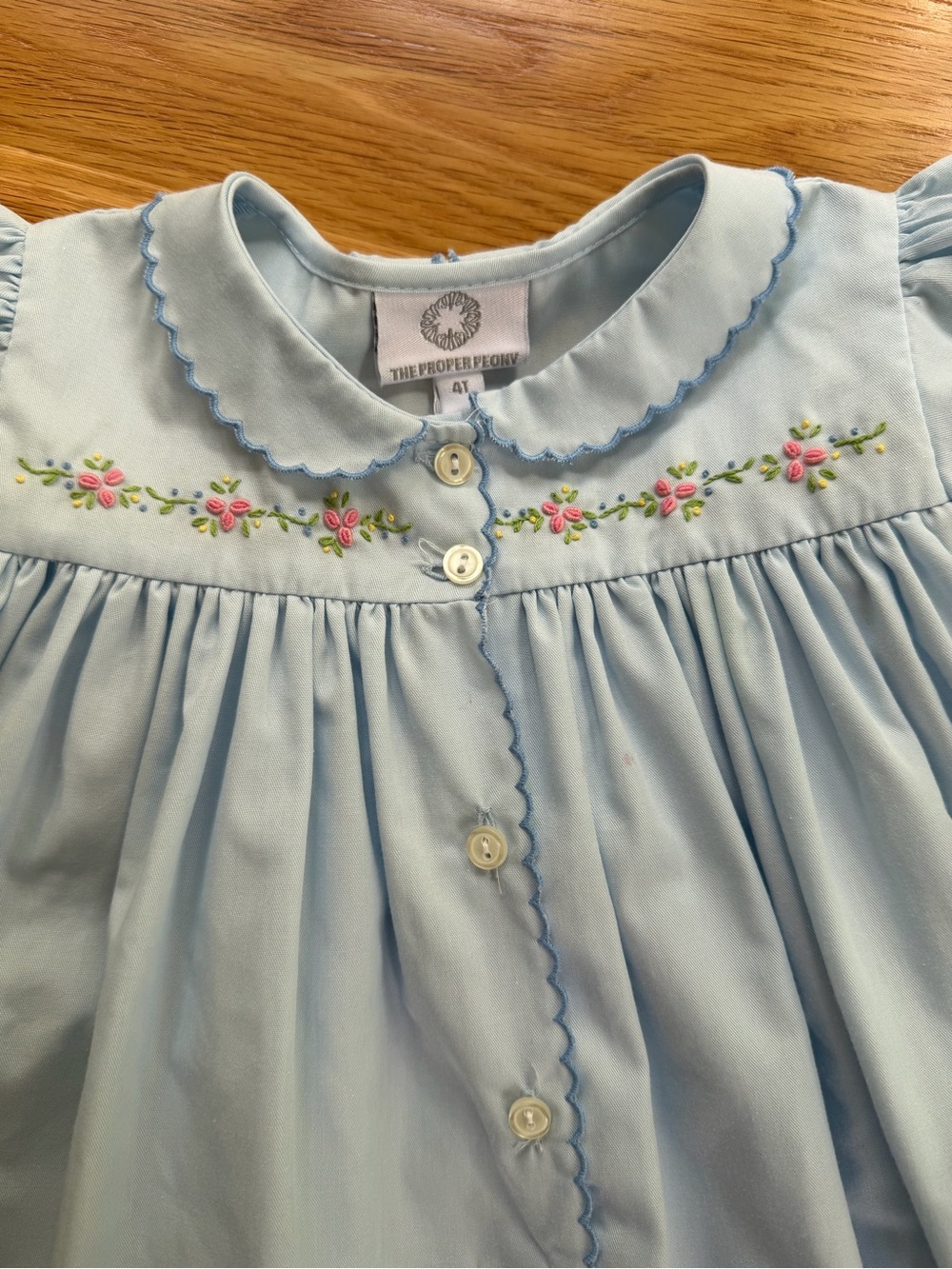 The Proper Peony Girls Blue Rose Garden Ingrid Dress 4T - Picture 3 of 6